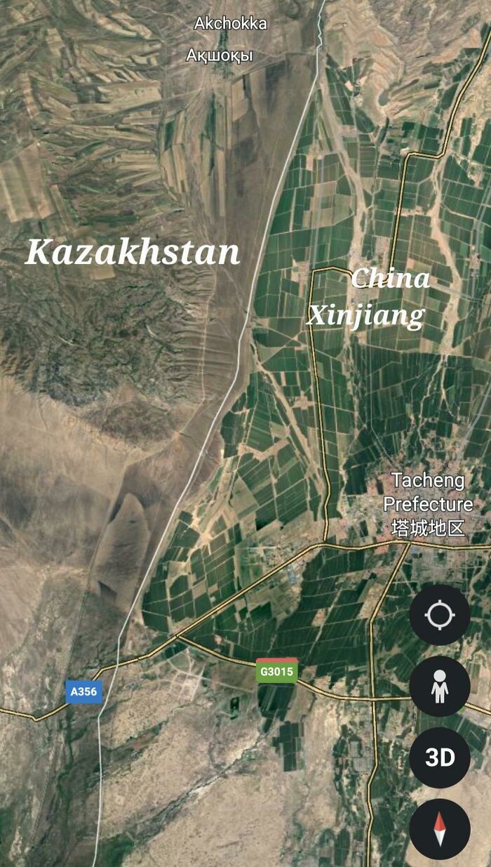 Border Between China And Kazakhstan In Xinjiang Region
