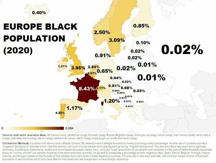 Estimated Black Population In Europe By Country