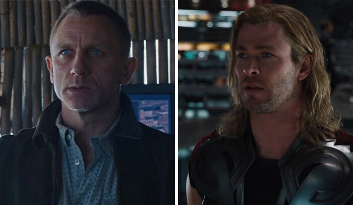 Daniel Craig as James Bond and Chris Hemsworth as Thor