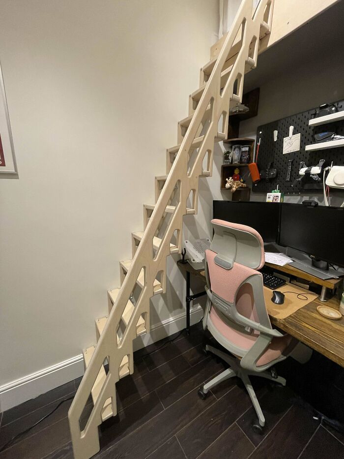 Folding Plywood Staircase, Designed In Solidworks, Made From 2 Layers Of 15mm Birch Ply