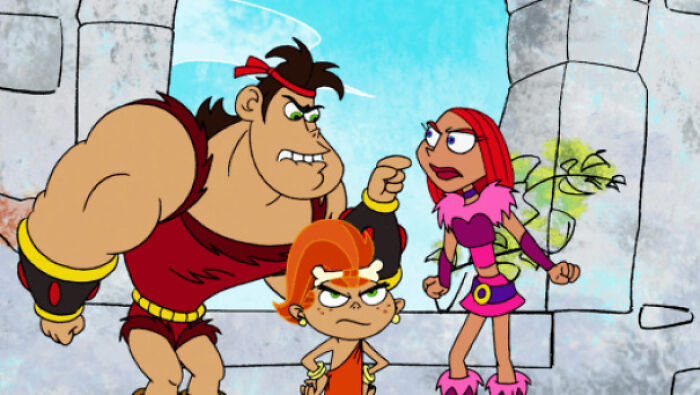 Dave The Barbarian cartoon with Dave, Fang and Candy
