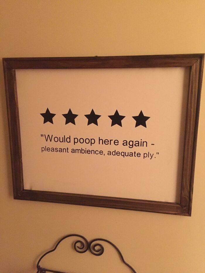 We Were Cleaning Up Our Rental Vacation Home And Found Someone Had Left This Sign In Our Bathroom. 