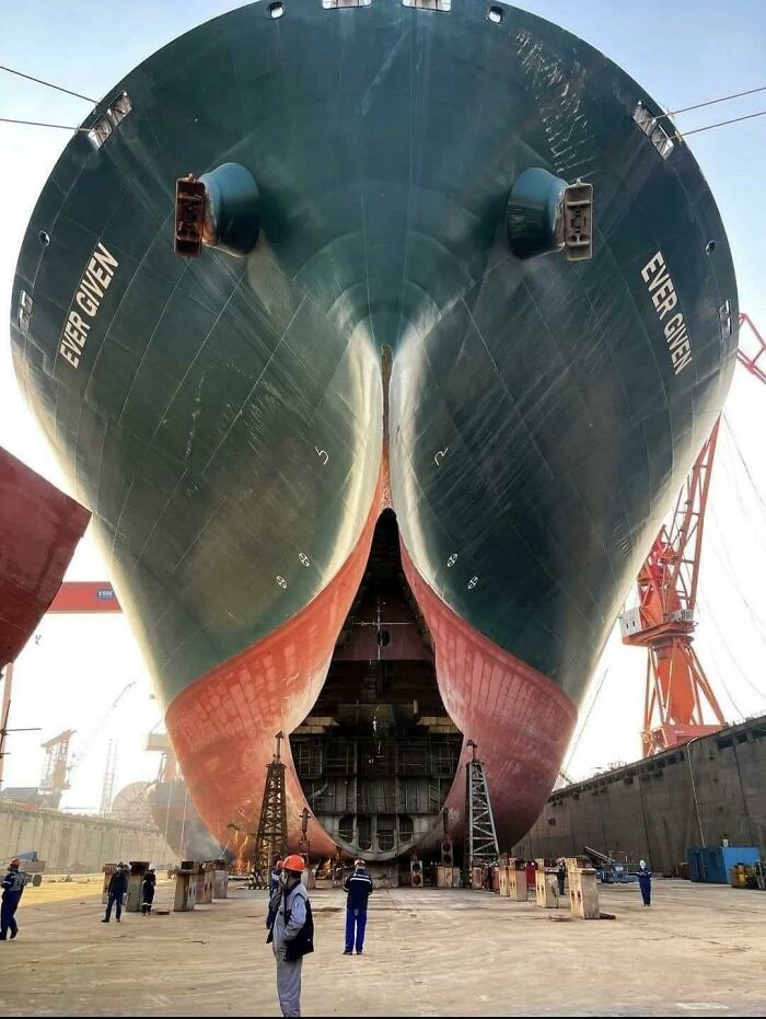 The Hull Of The Ship That Blocked The Suez Canal In 2021 Being Repaired