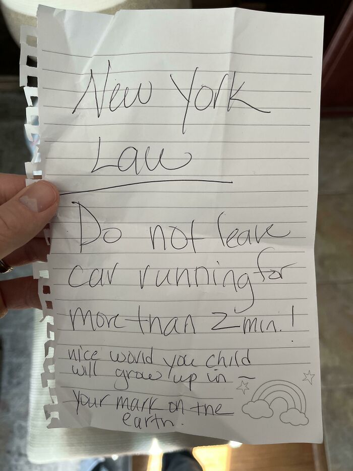 Got This Note From A Concerned Citizen. I Have An Electric Car And It Has “Dog Mode” Which Means It Uses Electricity To Keep The AC Running So My Groceries Don’t Overheat While I Made A Quick Stop In Another Store… there Were Only Gas Guzzlers Parked Next To Me