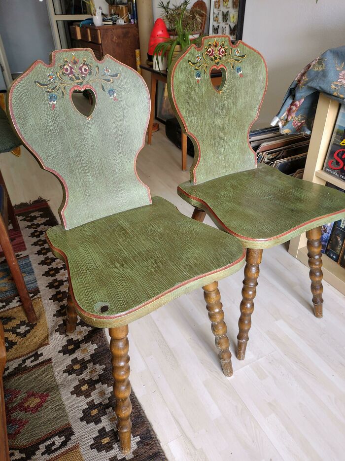 Found These Chairs That Look Like They Belong In A Gnome's House For Free On The Curb!