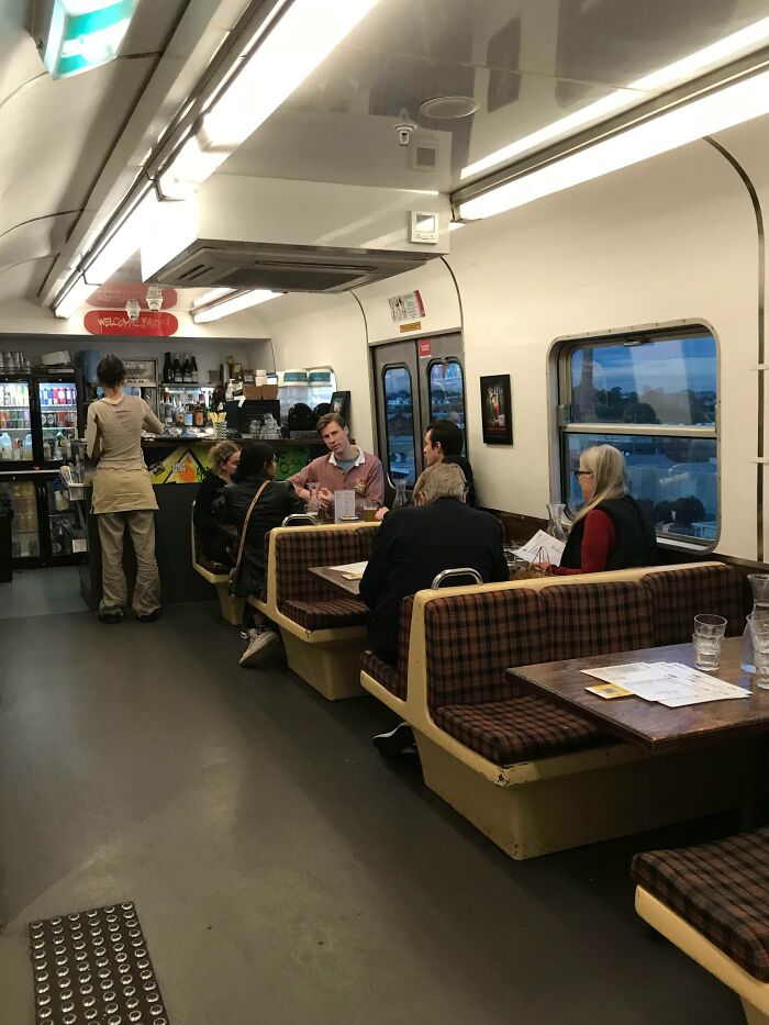 Dining In A Converted Train Carriage