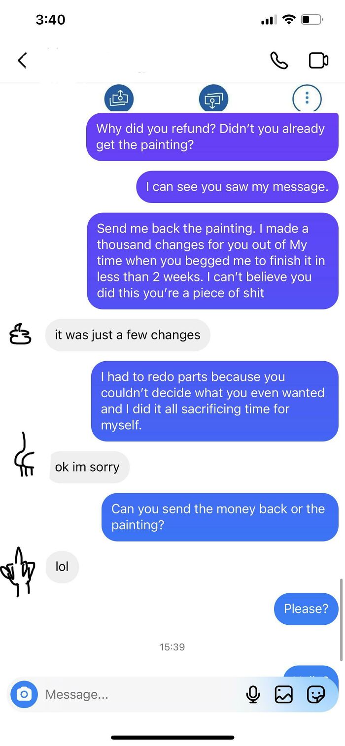 Cb Who I Gave A “Friend’s Friend” Discount To And Finished Their Commission By The Time They Wanted It Because They Begged Me For It Scams And Blocks Me