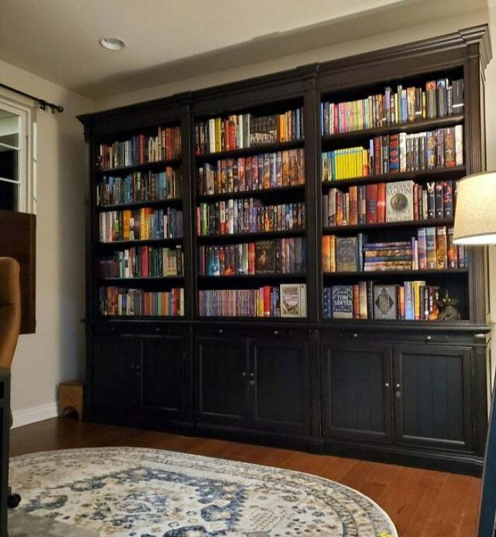 dark brown bookshelf