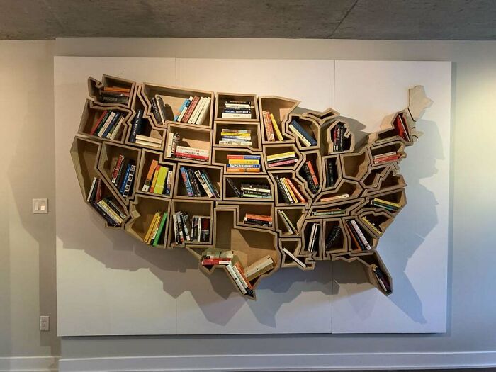 United States Bookshelf on the wall 