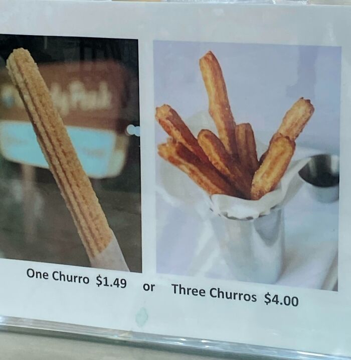 Who Thought It Was A Good Idea To Put An Image Of 7 Churros For The Sign Of 3 Churros