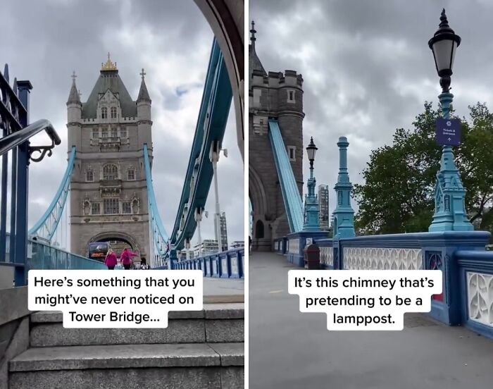 Tower Bridge Has A Chimney Pretending To Be A Lamppost