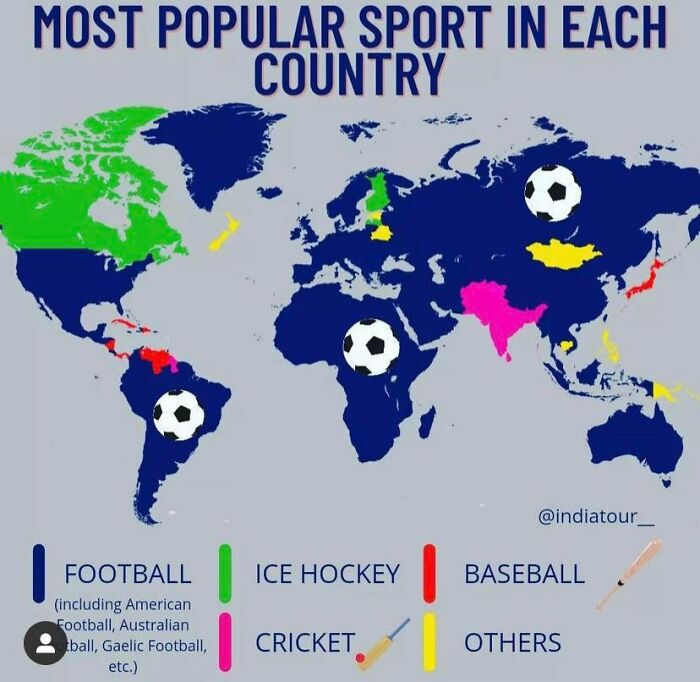 Map Where Numerous Types Of Football That Are Different Sports Entirely Are Categorized As If They're The Same