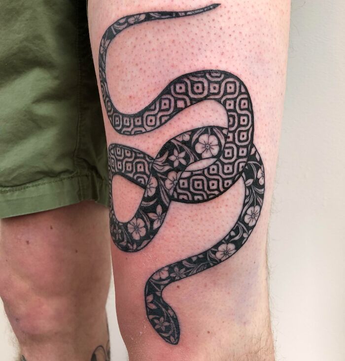 My Geometric Floral Snake, Done By Regina Estrada At Temperance Tattoo, SF