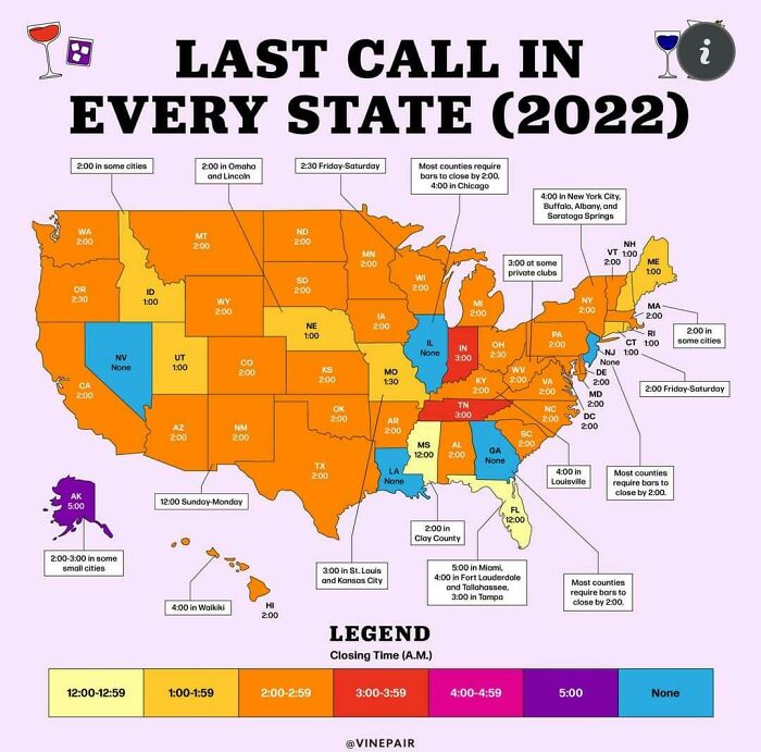 "Last Call" Times For Bars In The United States
