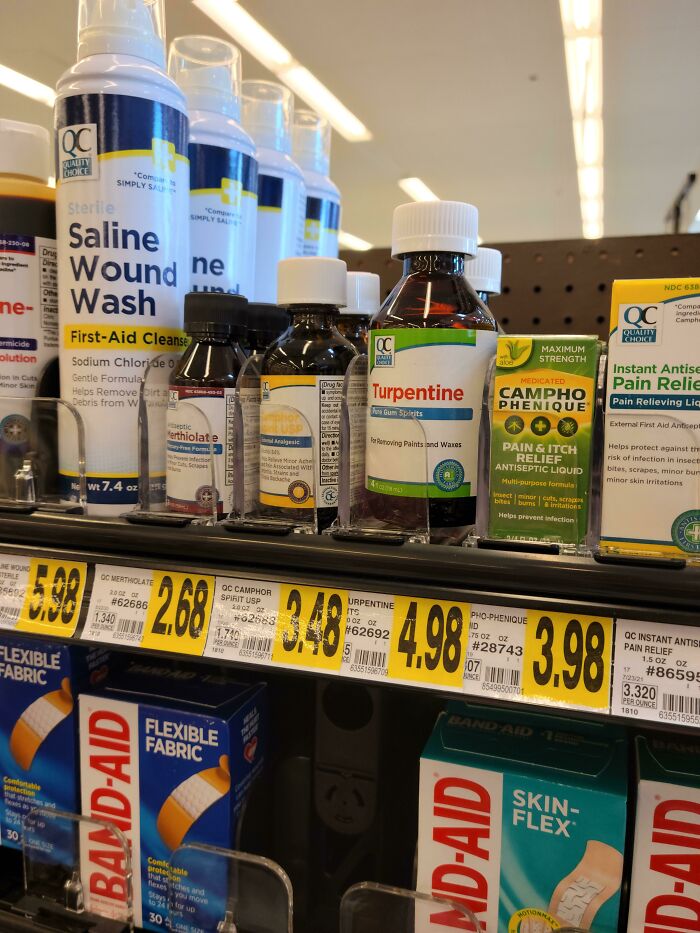 Turpentine In The "Health" Aisle At A Southern Supermarket. What Shitty Life Hack Is This Used For?