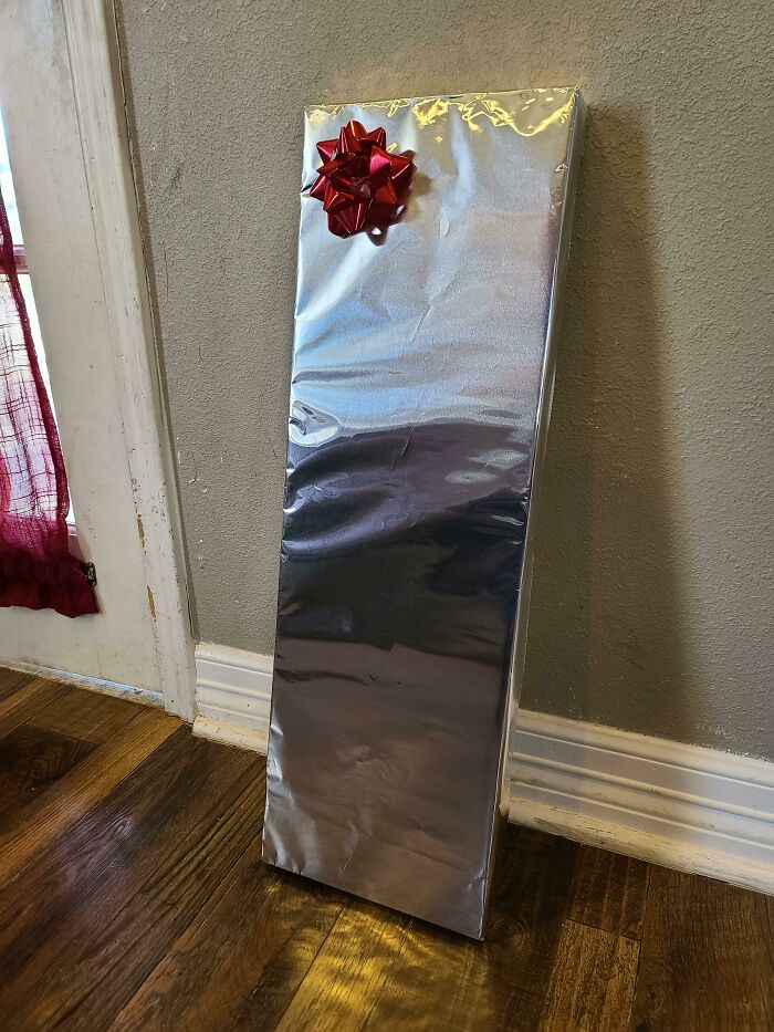 Aluminum Foil Used As Wrapping Paper. It's Cheaper And Looks Cooler