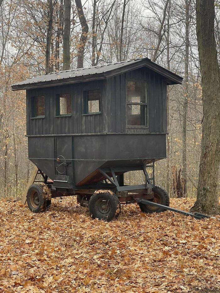 Dad Built A Deer Blind Out Of A Gravity Wagon