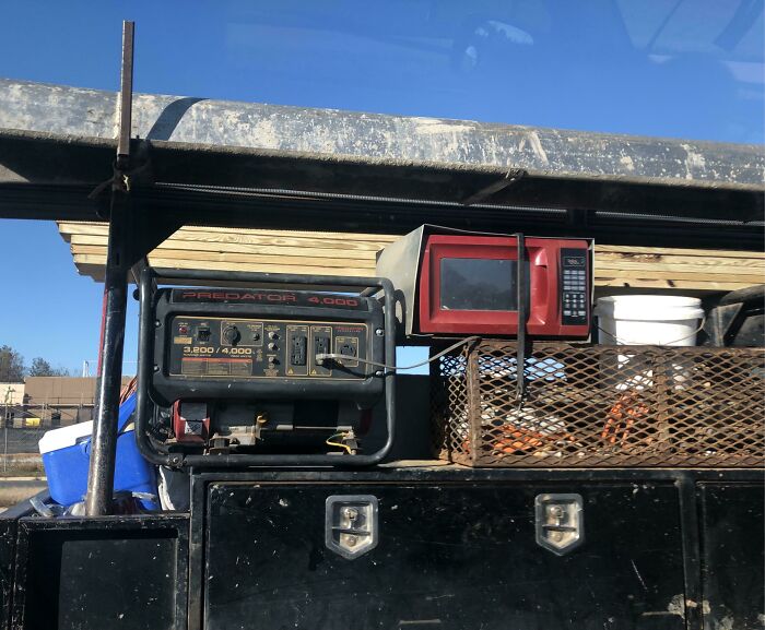 When You Absolutely Have To Have A Microwave Lunch On The Job Site