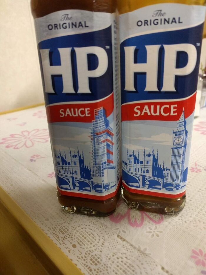 This Hp Sauce Bottle With Big Ben In Scaffolding