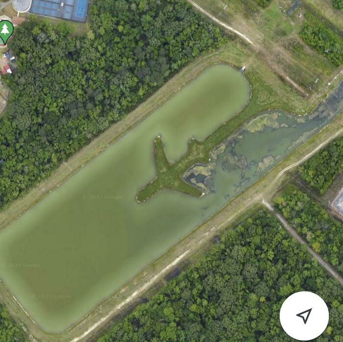 I Finally Found One! A Retention Pond Outside The Boeing Factory In Charleston, Sc Has A Plane Shaped Peninsula. Only Visible From Above