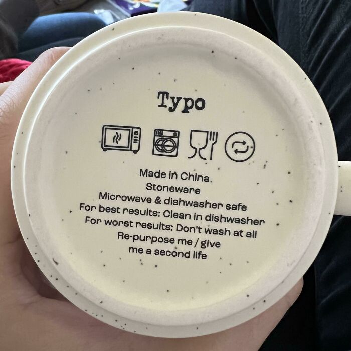 Interesting Cleaning Instructions On The Bottom Of This Mug…