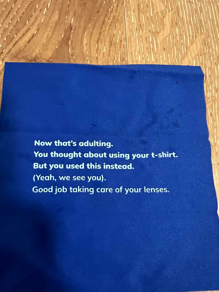 On The Back Of The Microfiber Cloth That Came With My Glasses