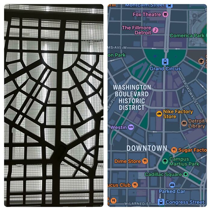 The Ceiling Tiles In My Employer's Building Are A Map Of Downtown Detroit, Mi
