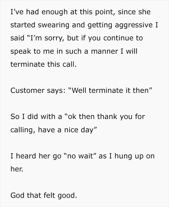“Well, Terminate It, Then”: Karen Doesn’t Expect Employee To Actually Terminate Their Call After She Dares Him “Well, Terminate It, Then”: Karen Doesn’t Expect Employee To Actually Terminate Their Call After She Dares Him