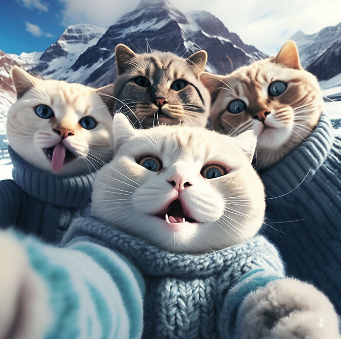 Snow Cat Family