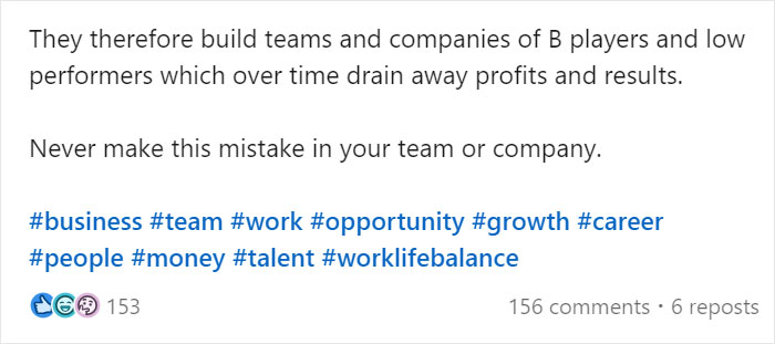 CEO Makes A LinkedIn Post Saying "Never Hire Anyone That's Looking For Work Life Balance," And It Backfires CEO Makes A LinkedIn Post Saying "Never Hire Anyone That's Looking For Work Life Balance," And It Backfires