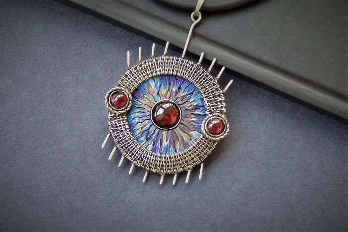 All-Seeing Eye Amulet Necklace With Garnet