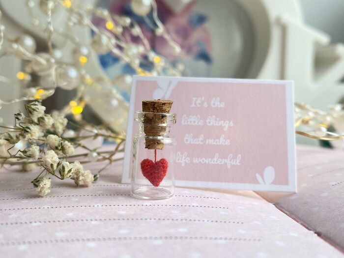 Tiny Heart In Glass Bottle