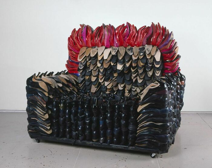 A Chair Made With Shoes