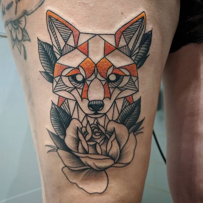 Geometric Fox And Stipple Rose