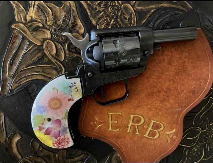 Flowers And Pistol - Edc Barkeep With Grips I Made