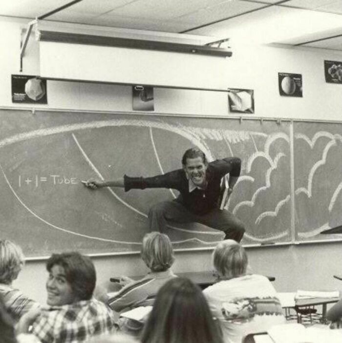 C. 1970s. A Math Teacher At Dana Hills High School In Southern California Explaining The Physics Of Surfing