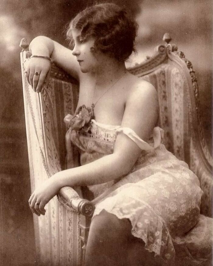 More Naughty But Nice French Postcard Of Edwardian Era Lady Risqué At Time