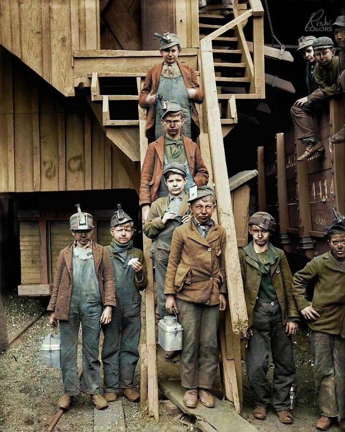 A Group Of Breaker Boys At The Woodward Coal Mines In Kingston, Pennsylvania, Pose For A Photograph Taken In C. 1900
