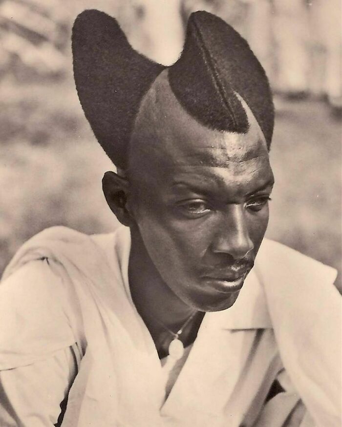 1920s. Traditional Rwandan Hairstyle Of Amasunzu