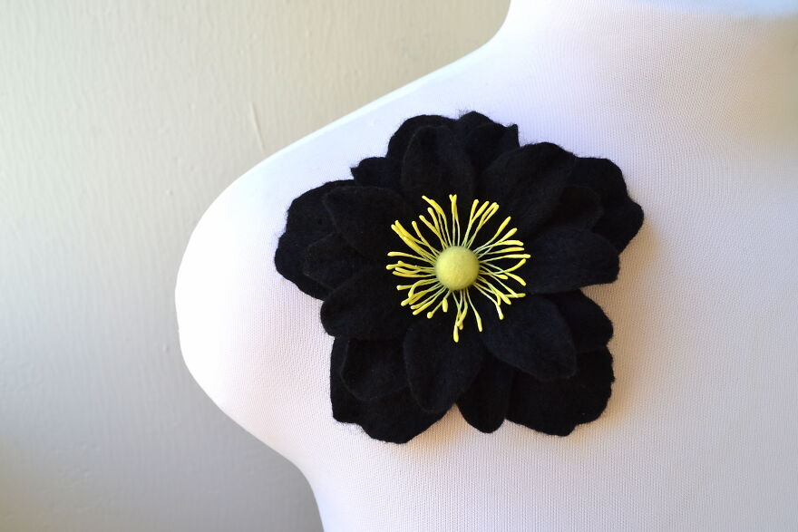 Hellebore Black Flower Brooch