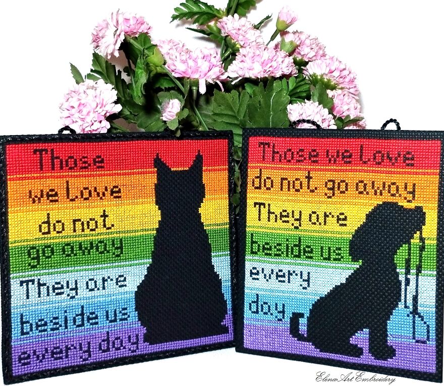 Hand Embroidery Dog And Cat Memorial.