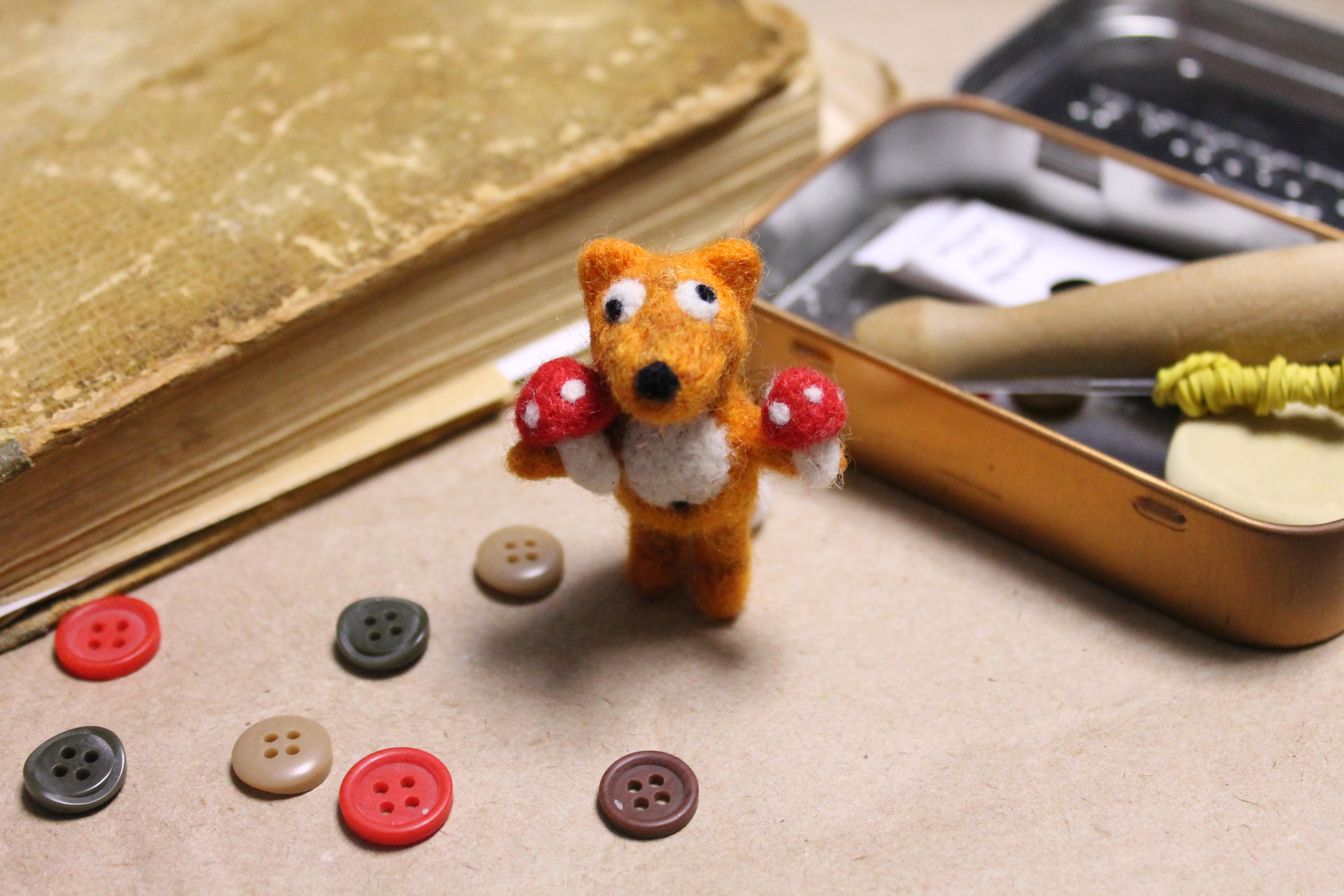 Funny Felted Fox With Fly Agarics