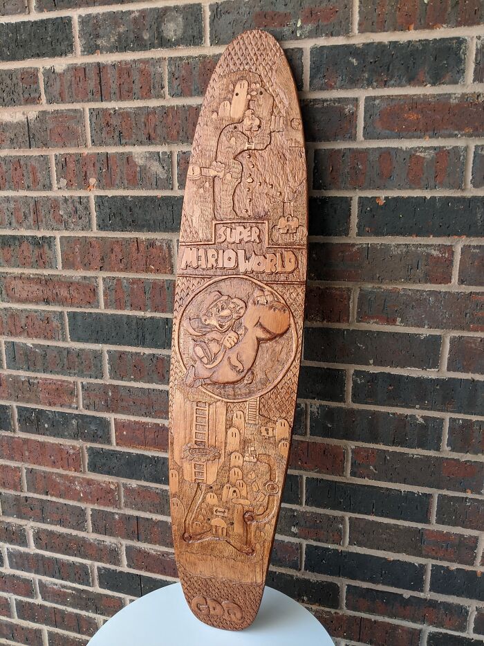 Not A Drawing But On Of My Favorite Projects! A Hand Carved Skate Deck I Donated To Games Done Quick