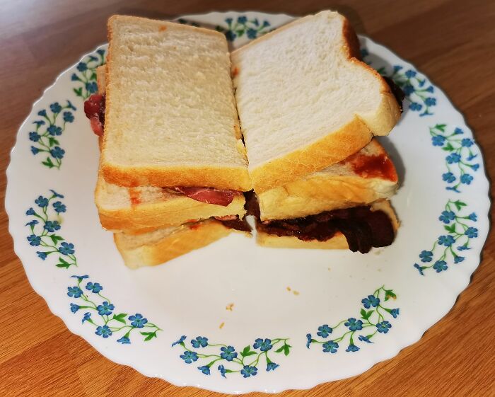 Bacon Sandwiches With Tomato Ketchup Are Quite Popular Here In The UK