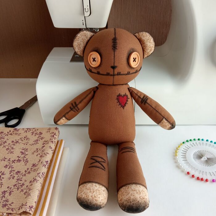 Handmade Teddy Bear With Button Eyes