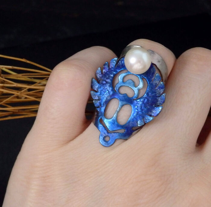 Scarab Ring With Pearl