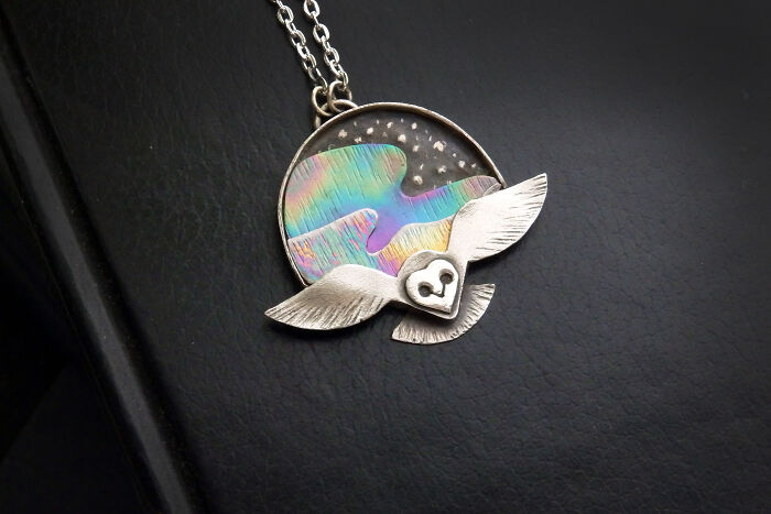 Owl/ Aurora Borealis Necklace