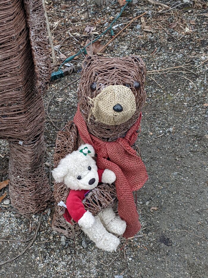 This Little Wicker Bear Holding A Teddy Bear I Saw At The Zoo
