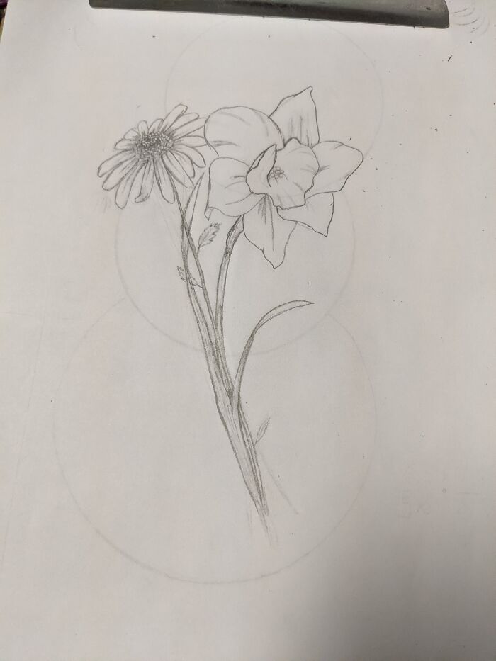 A Sketch Of My Children's Birth Flowers
