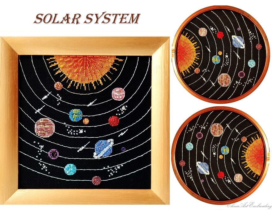 Handmade Embroidered Picture Solar System
